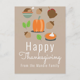 Prettig Thanksgiving Pompoentaart, kalkoen, voedin Briefkaart