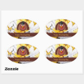 Prettig Thanksgiving, populair ontwerp, ovale stic Ovale Sticker (Vel)