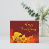 Prettig Thanksgiving Rode Bladeren Briefkaart (Staand voorkant)