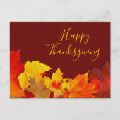 Prettig Thanksgiving Rode Bladeren Briefkaart (Voorkant)