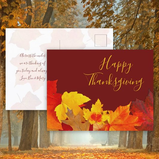 Prettig Thanksgiving Rode Bladeren Briefkaart