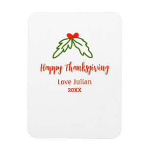 Prettig Thanksgiving rode groene bladeren kers naa Magneet