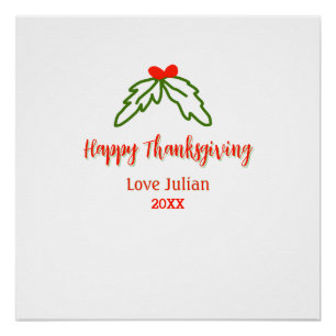 Prettig Thanksgiving rode groene bladeren kers naa Perfect Poster