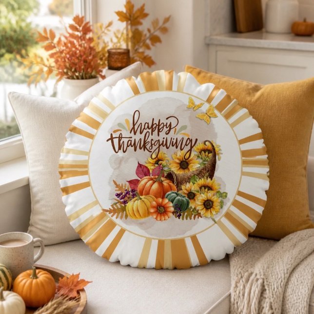 Prettig Thanksgiving Rond Kussen (Creator heeft geüpload)