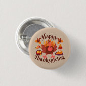 Prettig Thanksgiving Ronde Button 3,2 Cm (Voorkant /achterkant)