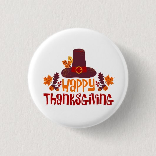 Prettig Thanksgiving Ronde Button 3,2 Cm (Voorkant)