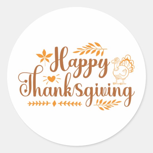 Prettig Thanksgiving Ronde Sticker (Voorkant)