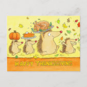 Prettig Thanksgiving Schattige Cartoon Egels Briefkaart (Voorkant)