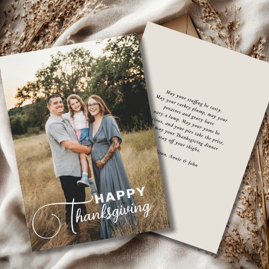 "Prettig Thanksgiving" Script Lettertype, 1 Foto Feestdagenkaart