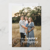 "Prettig Thanksgiving" Script Lettertype, 1 Foto Feestdagenkaart (Voorkant)