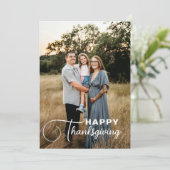 "Prettig Thanksgiving" Script Lettertype, 1 Foto Feestdagenkaart (Staand voorkant)