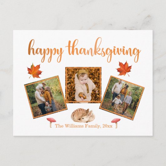 prettig thanksgiving vakantie 3 foto collage chic briefkaart (Voorkant)