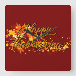 Prettig Thanksgiving Vierkante Klok