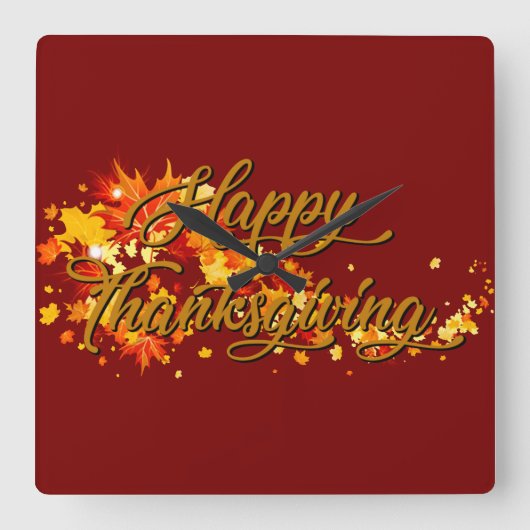 Prettig Thanksgiving Vierkante Klok (Voorkant)