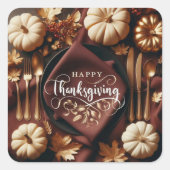 Prettig Thanksgiving Vierkante Sticker (Voorkant)