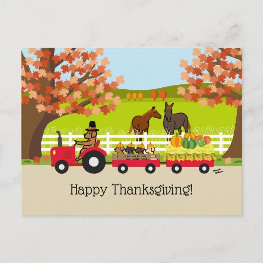 Prettig Thanksgiving Vosrode Labrador Trekker Briefkaart (Voorkant)