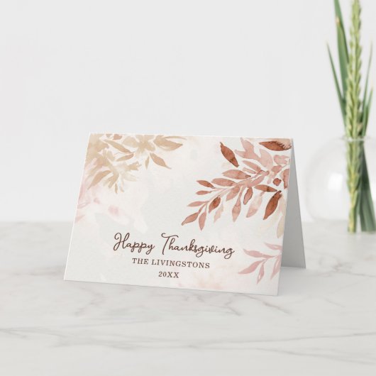 Prettig Thanksgiving - Watercolor Boho Wenskaart Feestdagen Kaart (Voorkant)