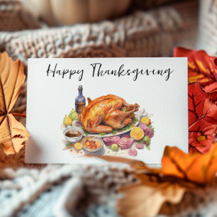 Prettig Thanksgiving  Watercolor kalkoen diner Briefkaart
