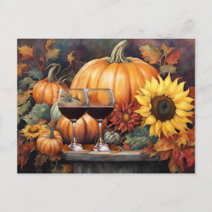 Prettig Thanksgiving Wine Country Schattig Feestdagenkaart