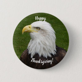 Prettig Thanksgiving Witte Amerikaanse Zeearend Ronde Button 5,7 Cm