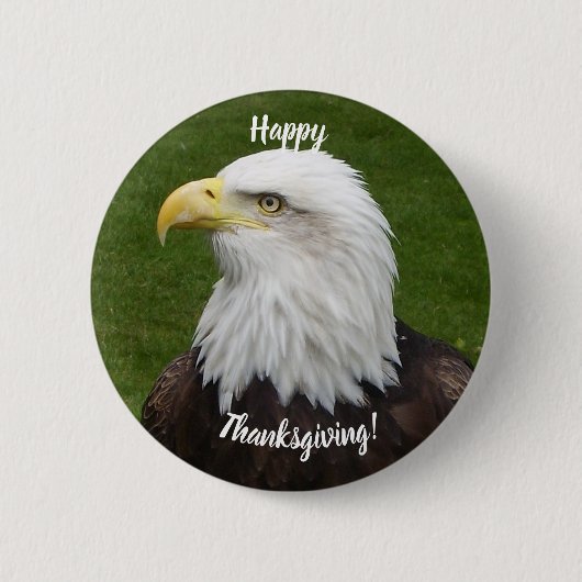 Prettig Thanksgiving Witte Amerikaanse Zeearend Ronde Button 5,7 Cm (Voorkant)