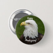 Prettig Thanksgiving Witte Amerikaanse Zeearend Ronde Button 5,7 Cm (Voorkant /achterkant)