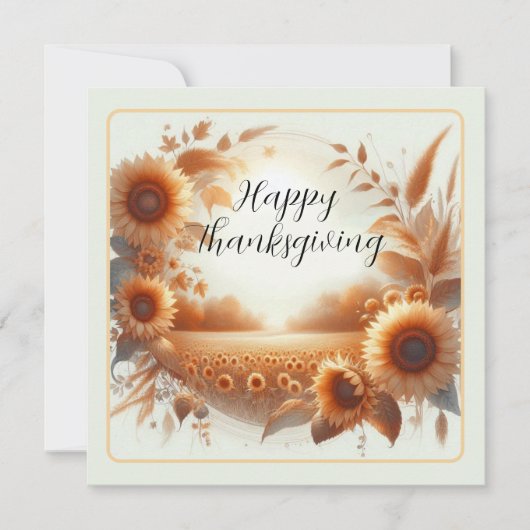 Prettig Thanksgiving Zonnebloemen Kaart (Voorkant)
