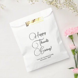 Prettig Thanksgiving zwart aangepast script elegan Bedankzakje