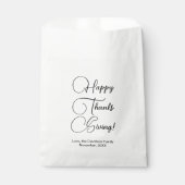 Prettig Thanksgiving zwart aangepast script elegan Bedankzakje (Voorkant)
