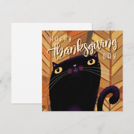 Prettig Thanksgiving Zwarte Kat Herfst Feestdagenkaart (Voorkant / Achterkant)