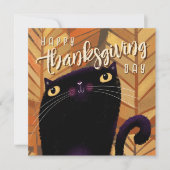 Prettig Thanksgiving Zwarte Kat Herfst Feestdagenkaart (Voorkant)
