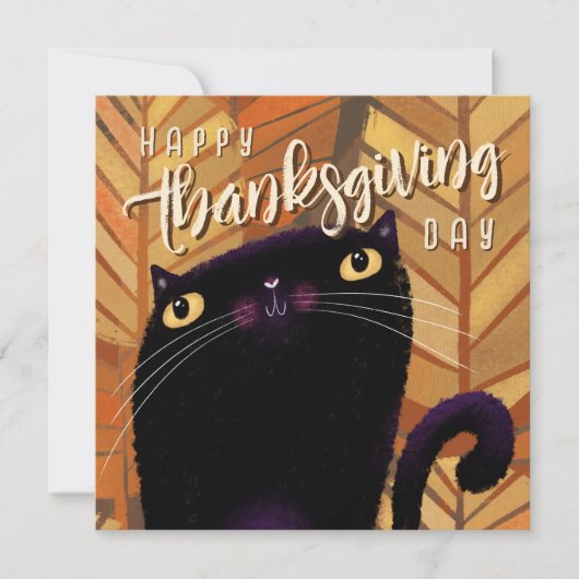 Prettig Thanksgiving Zwarte Kat Herfst Feestdagenkaart (Voorkant)