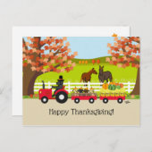 Prettig Thanksgiving Zwarte Labrador Tractor Briefkaart (Voorkant / Achterkant)