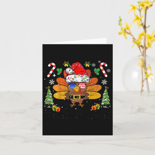 Prettig Thanksmas Fijne Thanksgiving Kerstman Kalk Kaart (Gele Bloem)