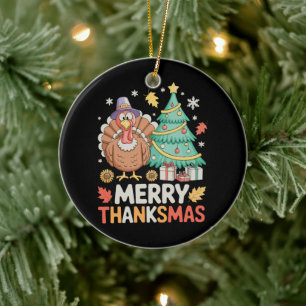 Prettig Thanksmas Kerstmis Thanksgiving Kerst Xmas Keramisch Ornament