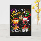 Prettig Thanksmas & Nieuwjaar Vuurwerk Disco Wijn Kaart (Gele Bloem)