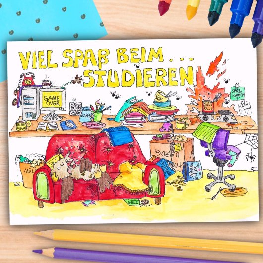 PRETTIG TIJD TIJDENS HET STUDEREN ansichtkaart doo Briefkaart