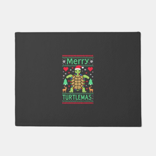 Prettig Turtlemas Kerstverlichting Cute Turtle Ker Deurmat (Voorkant)