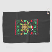 Prettig Turtlemas Kerstverlichting Cute Turtle Ker Golfhanddoek (Horizontaal)