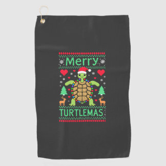 Prettig Turtlemas Kerstverlichting Cute Turtle Ker Golfhanddoek