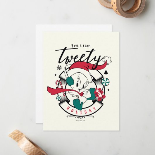 Prettig TWEETY™ feest Notitiekaartje (Voorkant / Achterkant in situ)