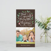 Prettig typografisch kerstkaartje voor vakantiefot feestdagenkaart (Staand voorkant)