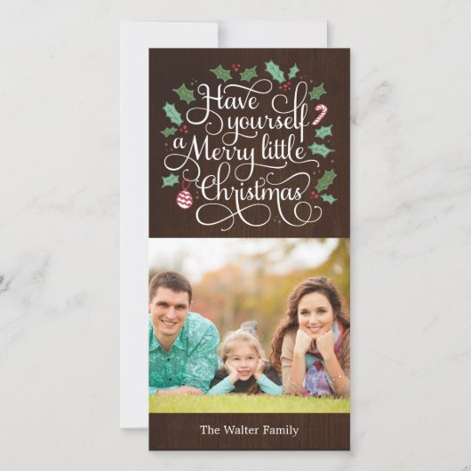 Prettig typografisch kerstkaartje voor vakantiefot feestdagenkaart (Voorkant)