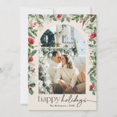 Prettig Vakantie 1 Foto Botanische Boog Modern Boh Feestdagenkaart (Voorkant)