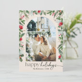 Prettig Vakantie 1 Foto Botanische Boog Modern Boh Feestdagenkaart (Staand voorkant)