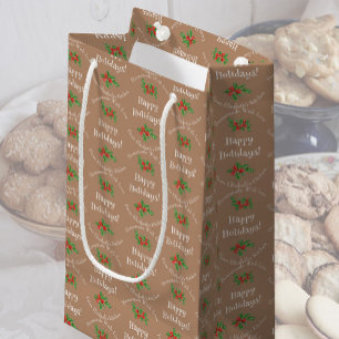 Prettig Vakantie Bakken Gift Bruin Bewerkbaar Klein Cadeauzakje