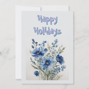 Prettig Vakantie Bloemen Waterverf Prettig Kerstfe Feestdagenkaart