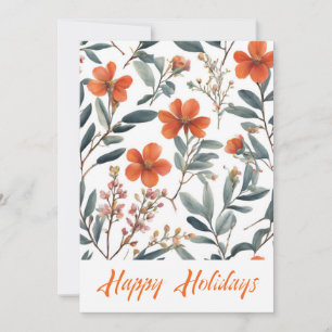 Prettig Vakantie Bloemen Waterverf Vrolijk Kerstfe Feestdagenkaart