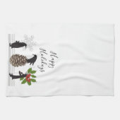 Prettig Vakantie Cute Grappige Kerst Pinguïn Theedoek (Horizontaal)