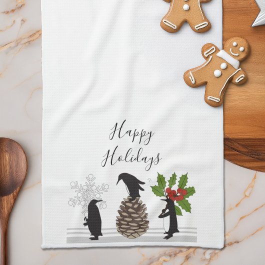 Prettig Vakantie Cute Grappige Kerst Pinguïn Theedoek